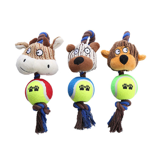 Corduroy Rope Tennis Ball Dog Toy