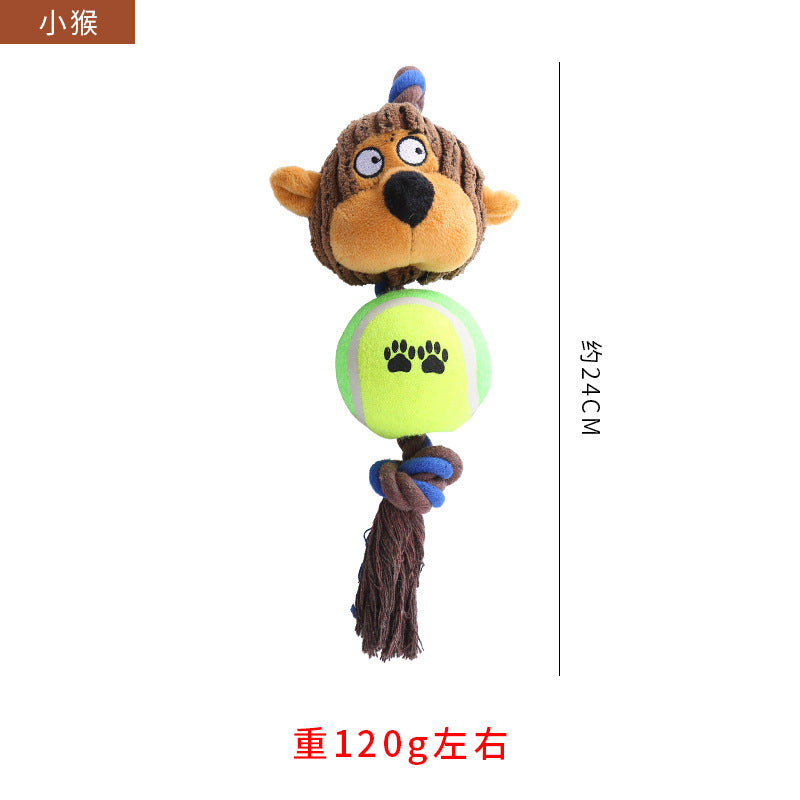 Corduroy Rope Tennis Ball Dog Toy