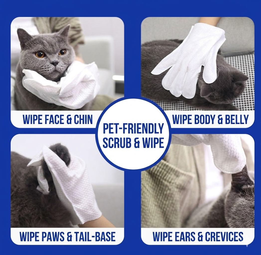 Pet Cleaning & Deodorizing Wipes Gloves