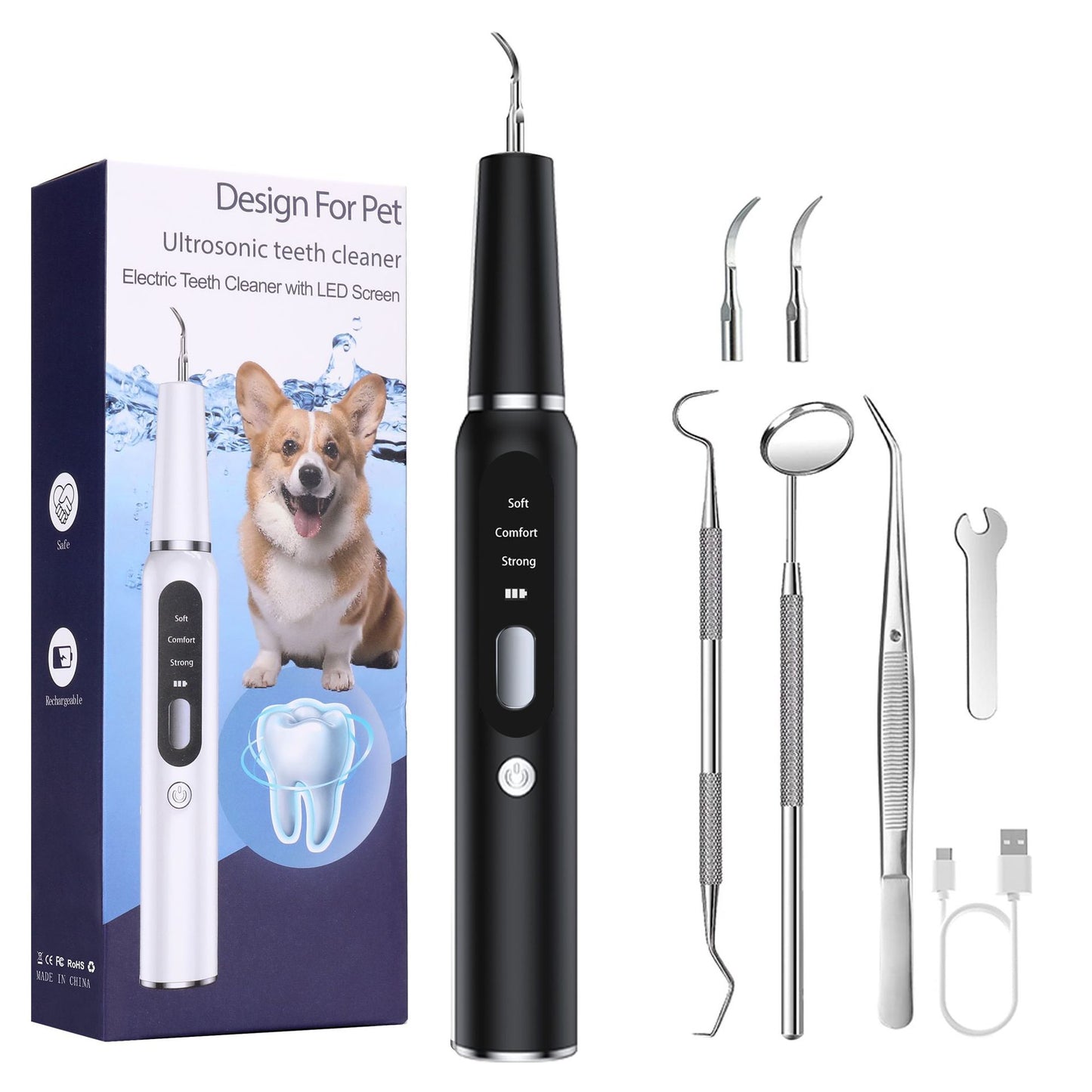 Dog Dental Calculus Remover Tool – Pet Teeth Cleaning Ultrasonic Water Toothpick