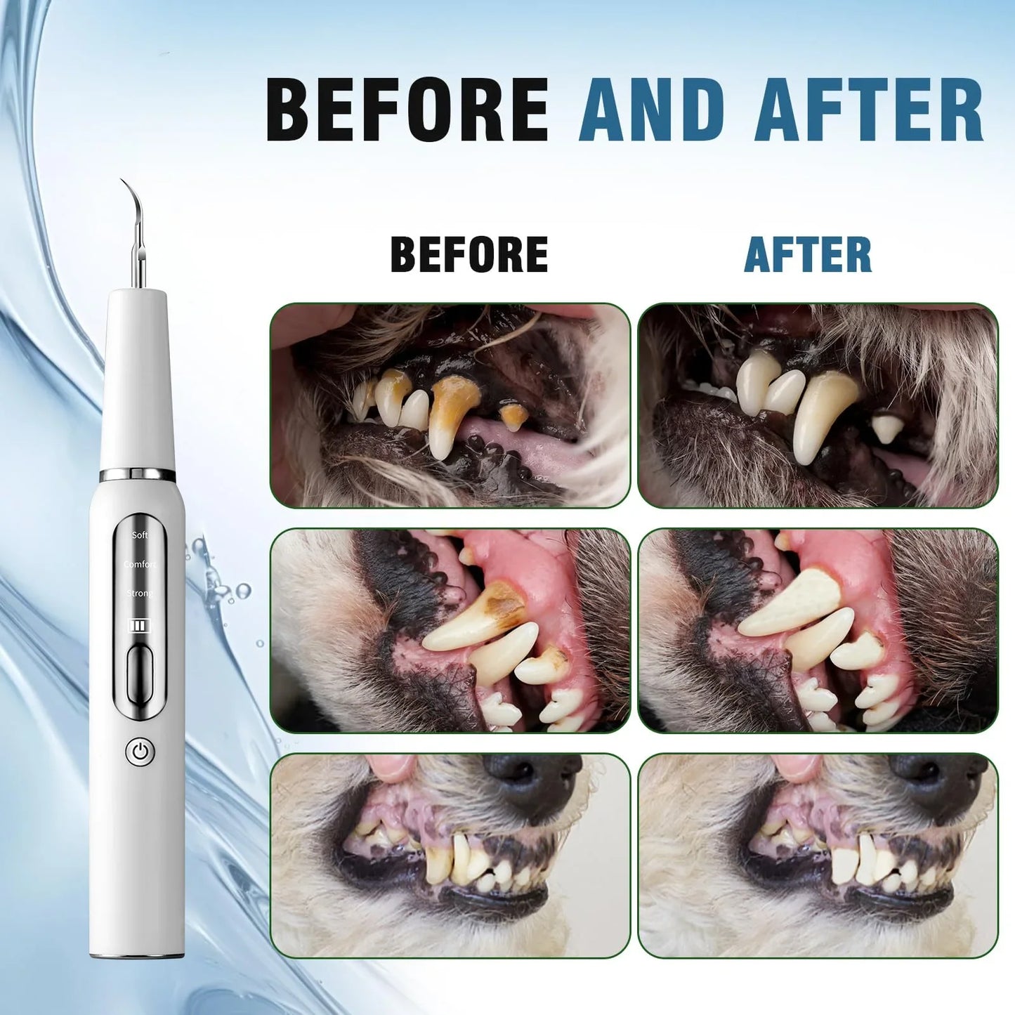 Dog Dental Calculus Remover Tool – Pet Teeth Cleaning Ultrasonic Water Toothpick