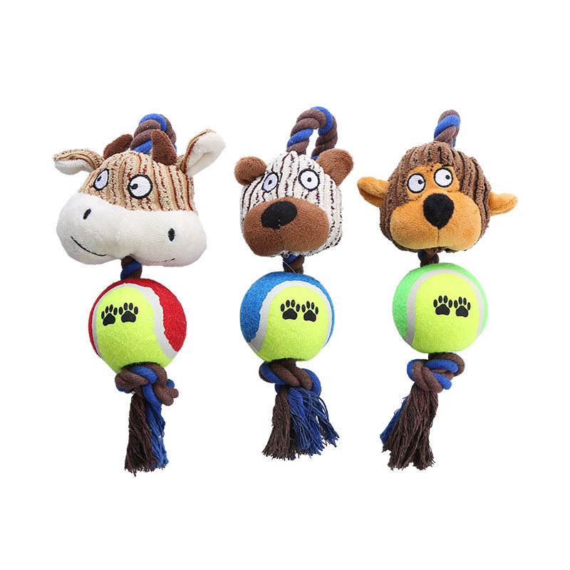 Corduroy Rope Tennis Ball Dog Toy