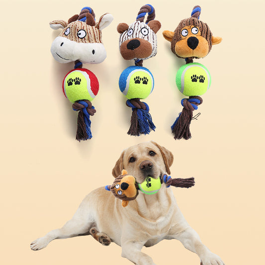 Corduroy Rope Tennis Ball Dog Toy