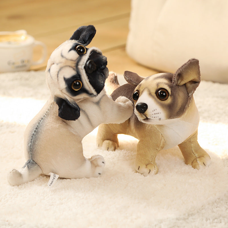 Simulation Puppy Plush Toy – Pug, Husky & Akita Dog Doll