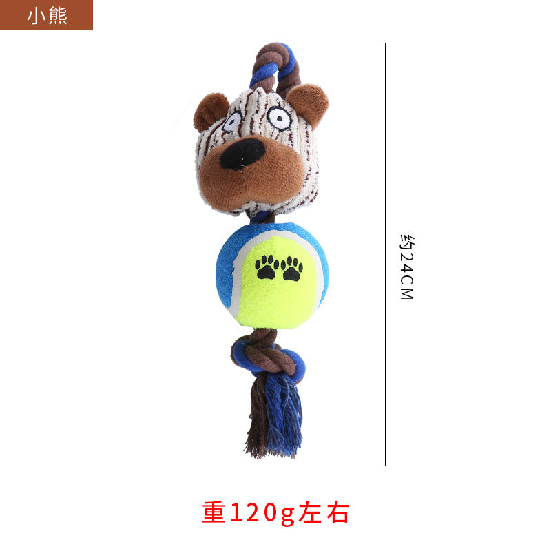 Corduroy Rope Tennis Ball Dog Toy