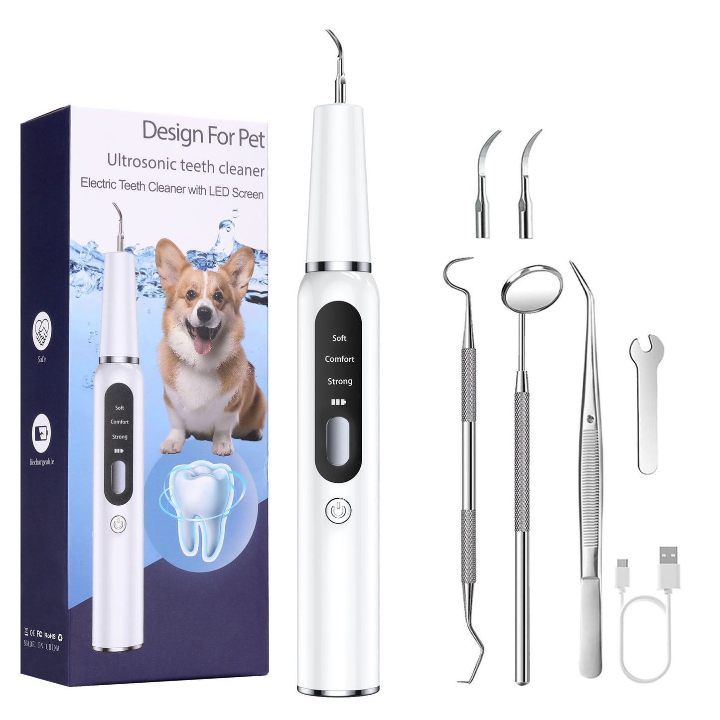 Dog Dental Calculus Remover Tool – Pet Teeth Cleaning Ultrasonic Water Toothpick