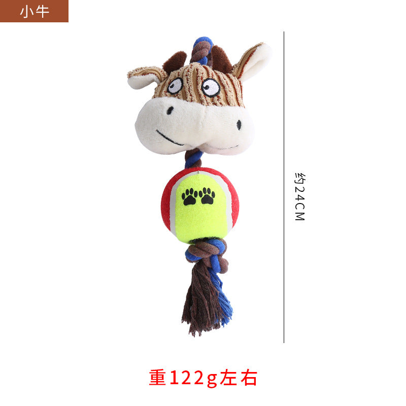 Corduroy Rope Tennis Ball Dog Toy