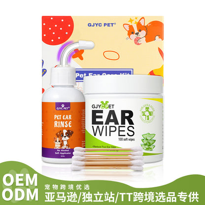 Pet Ear Cleaning Solution & Wipes Set