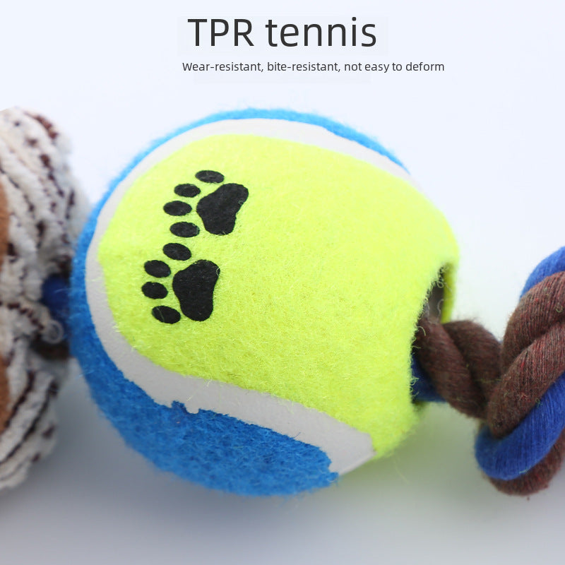 Corduroy Rope Tennis Ball Dog Toy