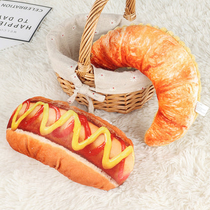 Hot Dog Plush Squeaky Dog Toy