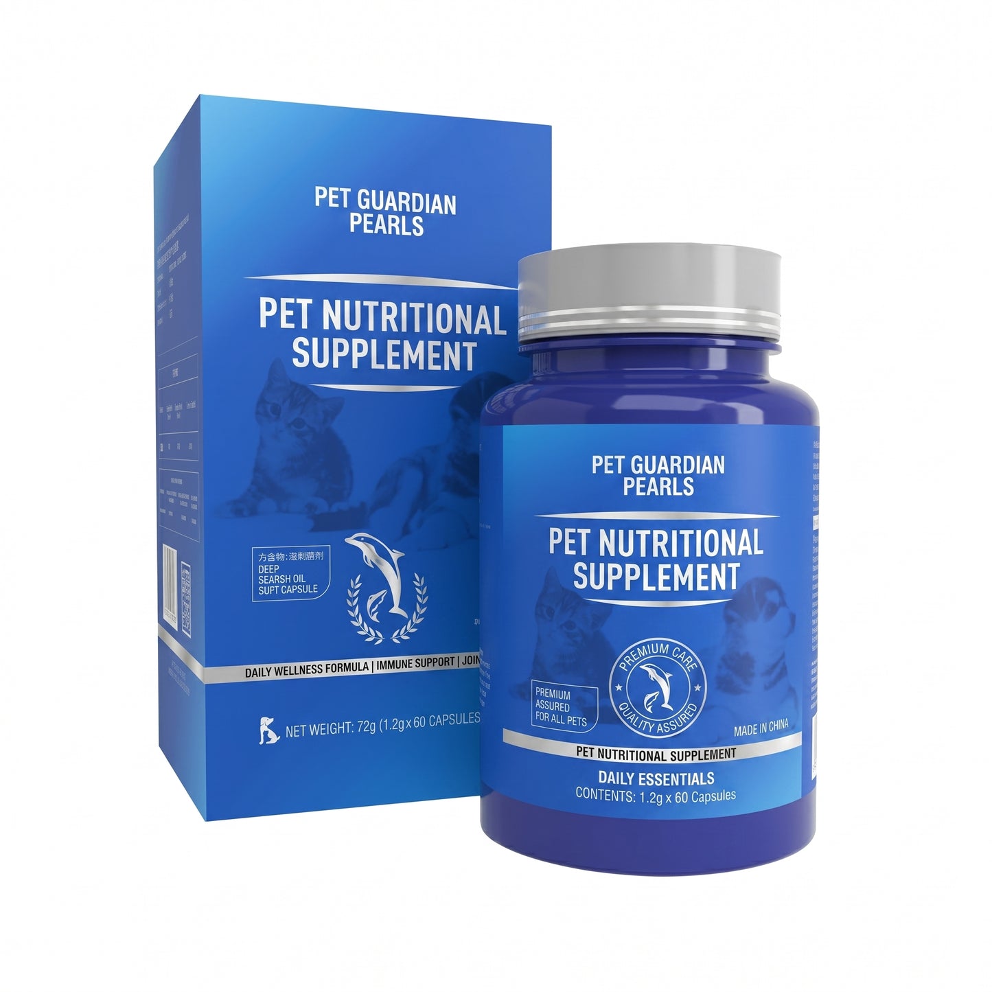 Pet Fish Oil Soft Capsules for Dogs & Cats